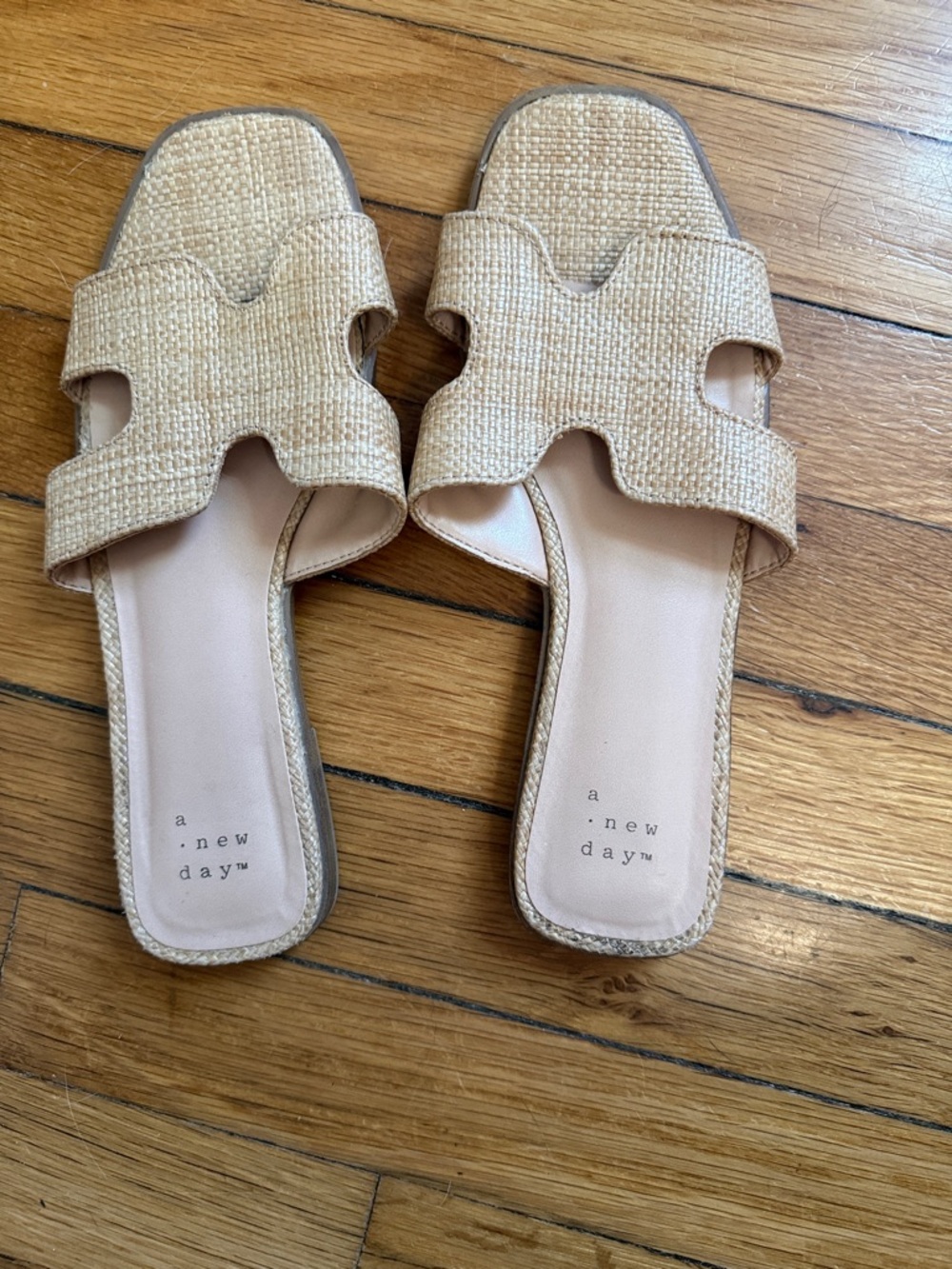 a new day Natural Woven Slide Sandals